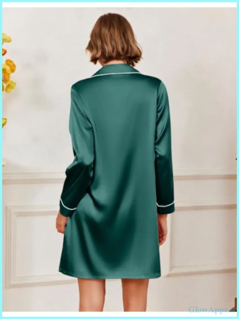 Ekouaer Satin Nightgown for Women Silk Sleep Shirt Button Down Lightweight